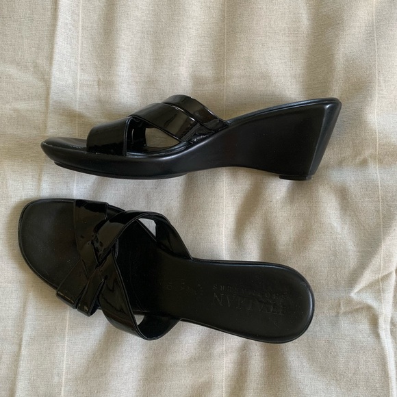 Black Wedge Sandals - Picture 2 of 4